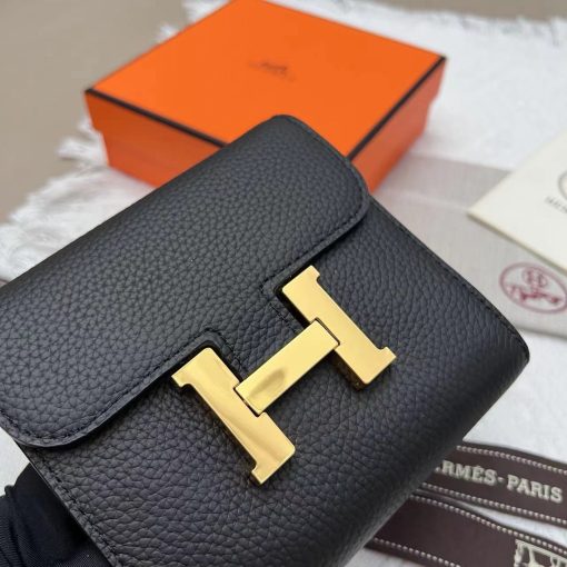 Hermès Constance Short Wallet Black Epsom Gold Hardware - Image 3