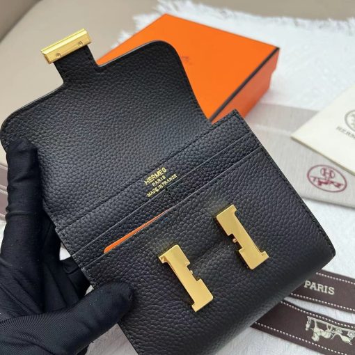 Hermès Constance Short Wallet Black Epsom Gold Hardware - Image 4