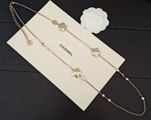 Chanel Blue Denim And Floral Motif Necklace - Image 2