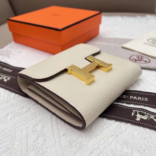 Hermès Constance Compact Cream Leather Wallet - Image 3