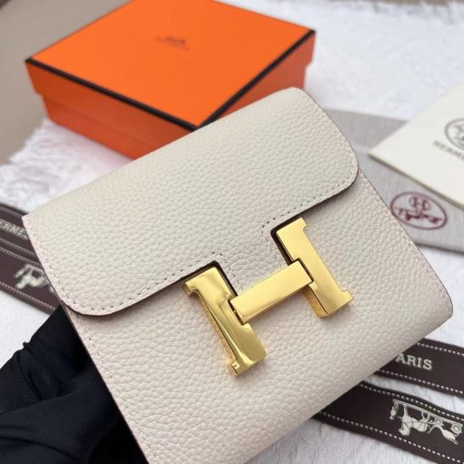 Hermès Constance Compact Cream Leather Wallet - Image 8