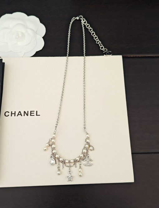 Chanel Crystal Star And Pearl Tassel Necklace In Silver-Tone Metal - Image 3