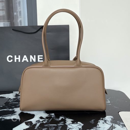 Chanel Large "Perfect Bowling" Bag Dark Khaki Calfskin Gold Hardware - Image 4