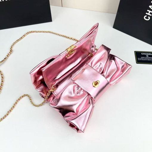 Chanel Metallic Rose 20cm Stylish Bib Bag - Image 3