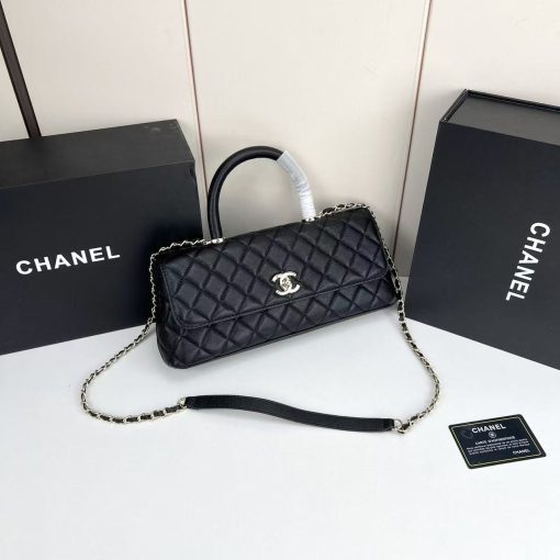 Chanel Caviar Quilted Maxi East West Coco Handle Flap Black - Image 8