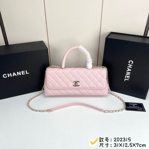 Chanel Caviar Quilted Maxi East West Coco Handle Flap Pink - Image 2