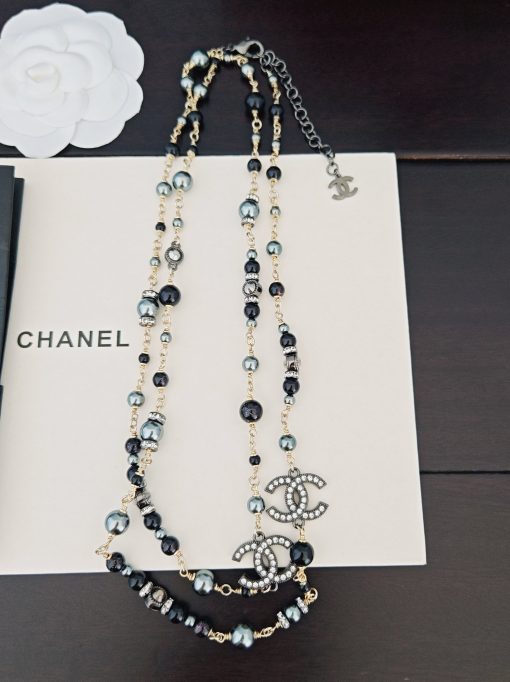 Chanel CC Pearl And Crystal Sautoir Necklace – Ruthenium-Tone Metal - Image 3