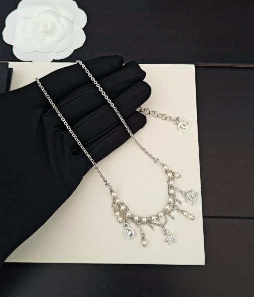 Chanel Crystal Star And Pearl Tassel Necklace In Silver-Tone Metal - Image 4