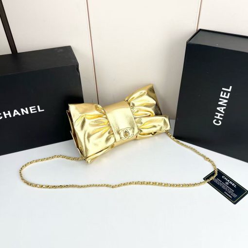 Chanel Elegant Evening Clutch Bow Purse - Image 3