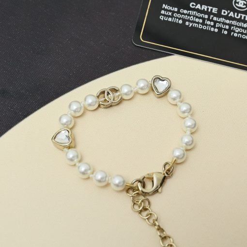 Chanel 25B Double C Heart Pearl Bracelet - Image 3
