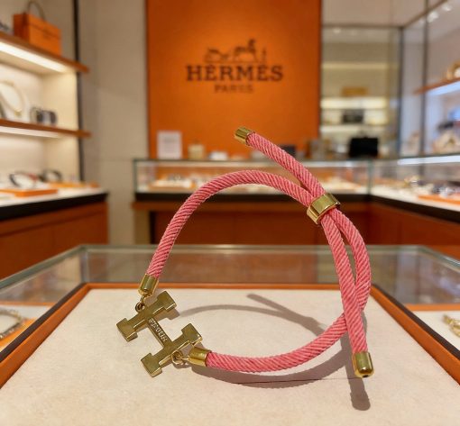 Hermès H-Cord Braided Bracelet In Pink - Image 7