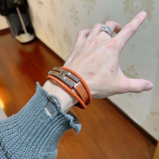 Hermès Tournis Tresse Bracelet In Gold Swift Leather - Image 4