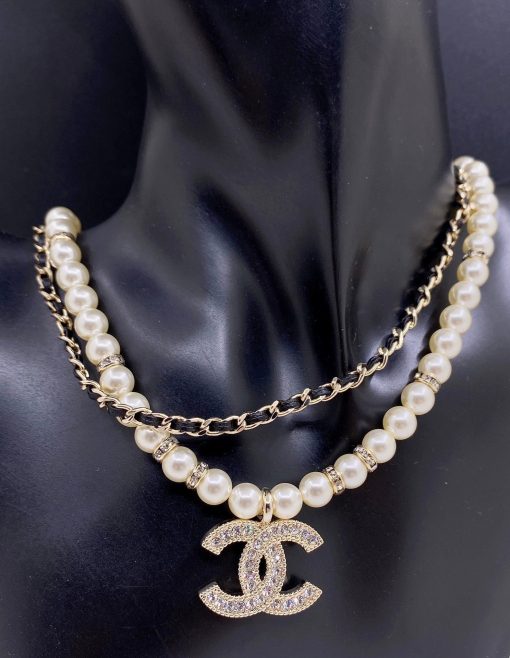 Chanel CC Diamond Pearl Double Layer Necklace - Image 3