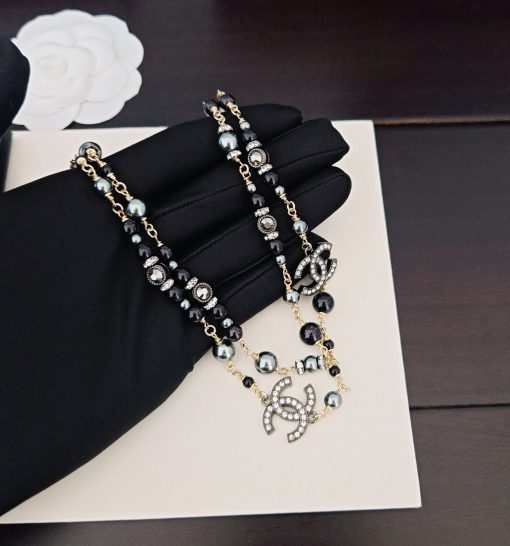 Chanel CC Pearl And Crystal Sautoir Necklace – Ruthenium-Tone Metal - Image 5