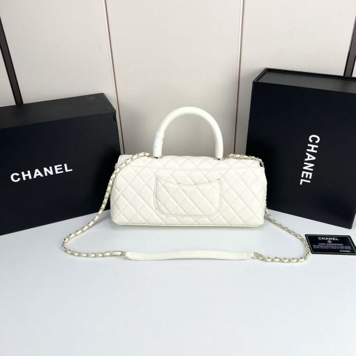 Chanel Caviar Quilted Maxi East West Coco Handle Flap White - Image 2