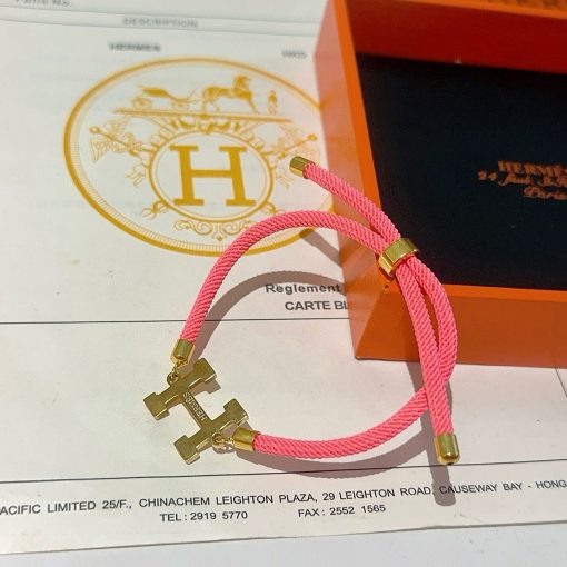 Hermès H-Cord Braided Bracelet In Pink - Image 3