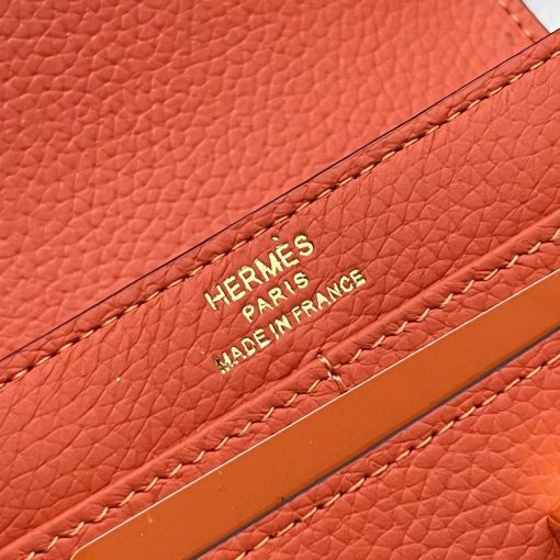 Hermès Constance Compact Wallet Rouge Tomate Epsom with Gold Hardware Stamp - Image 5