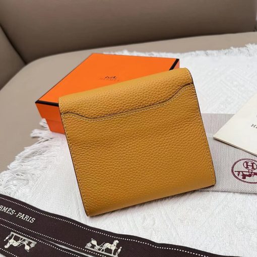 Hermes Evercolor Constance Compact Passant Wallet Jaune Ambre - Image 4