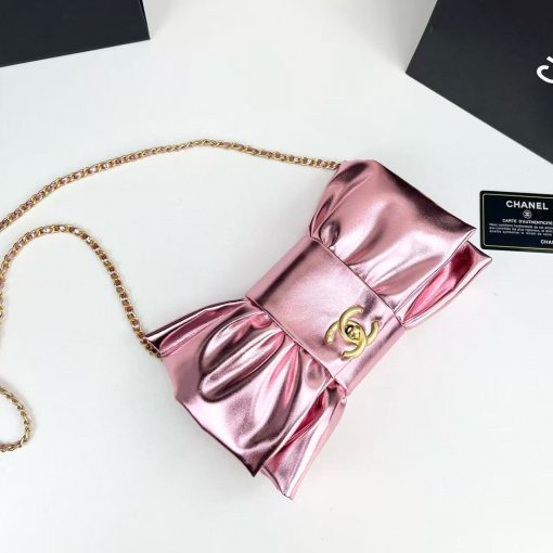 Chanel Metallic Rose 20cm Stylish Bib Bag - Image 8