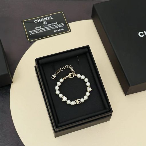 Chanel 25B Double C Heart Pearl Bracelet - Image 2