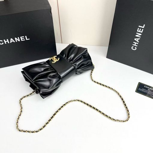 Chanel Ribbon Clutch In Black With Gold Hardware - Image 3