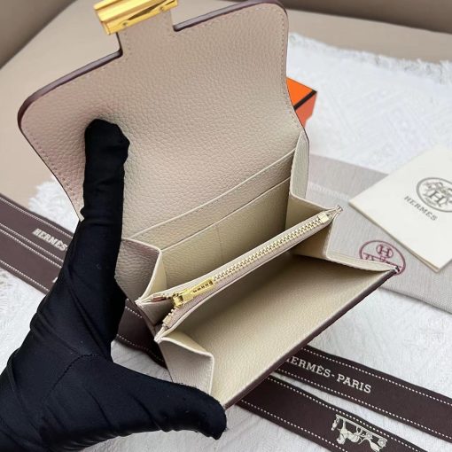 Hermès Constance Compact Cream Leather Wallet - Image 5