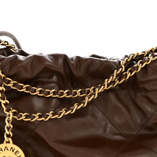 Chanel Shiny Calfskin Quilted Mini Chanel 22 Brown - Image 3