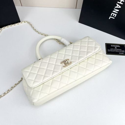 Chanel Caviar Quilted Maxi East West Coco Handle Flap White - Image 5