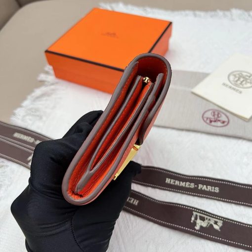 Hermès Constance Compact Wallet Rouge Tomate Epsom with Gold Hardware Stamp - Image 3