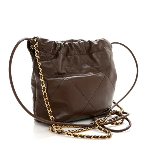 Chanel Shiny Calfskin Quilted Mini Chanel 22 Brown - Image 2
