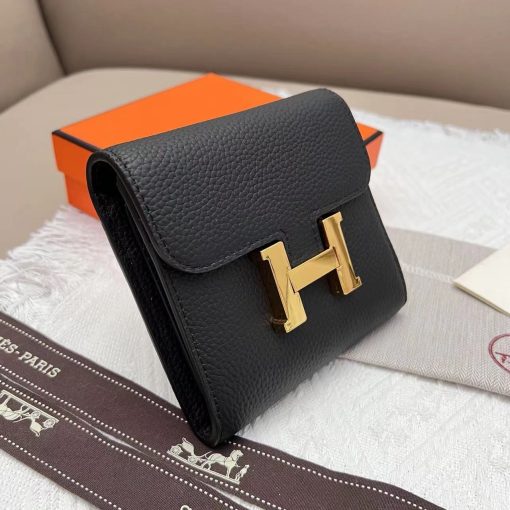 Hermès Constance Short Wallet Black Epsom Gold Hardware - Image 9