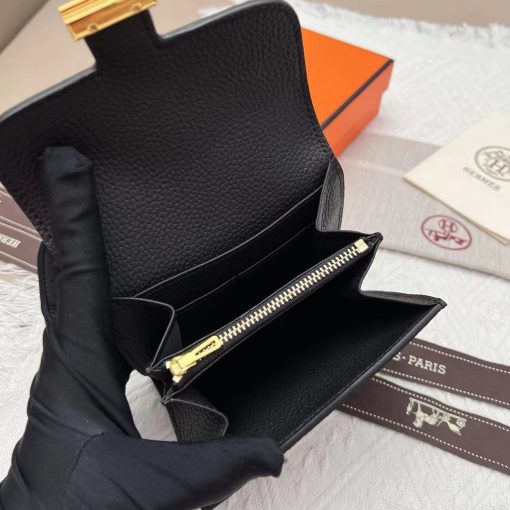 Hermès Constance Short Wallet Black Epsom Gold Hardware - Image 6