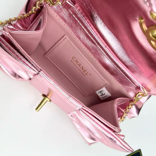 Chanel Metallic Rose 20cm Stylish Bib Bag - Image 4