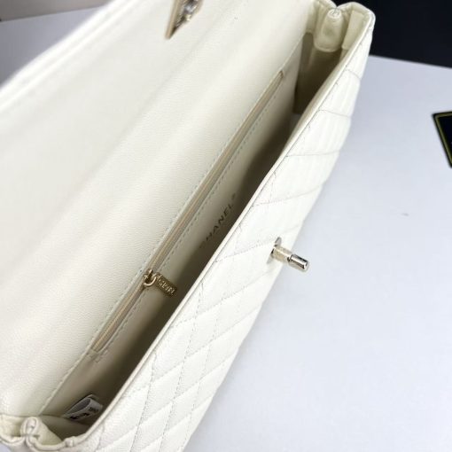 Chanel Caviar Quilted Maxi East West Coco Handle Flap White - Image 4