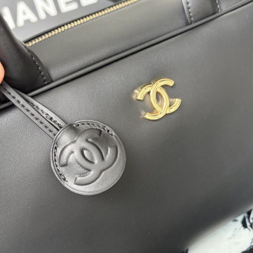 Chanel Large "Perfect Bowling" Bag Black Calfskin Gold Hardware - Image 5