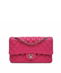 Chanel Pink Quilted Caviar Leather Classic Medium Double Flap Bag 25cm
