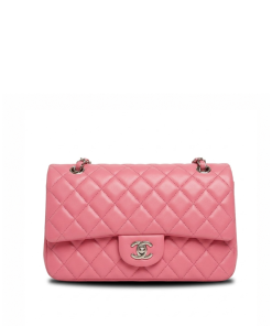 Chanel Pink Quilted Lambskin Leather Classic Jumbo Double Flap Bag 25cm