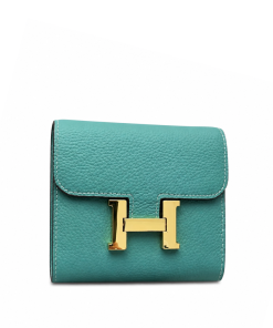 Hermes Green Epsom Leather Constance Compact Wallet