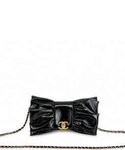 Chanel Ribbon Clutch In Black With Gold Hardware