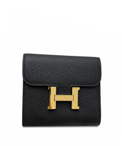 Hermès Constance Short Wallet Black Epsom Gold Hardware