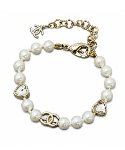 Chanel 25B Double C Heart Pearl Bracelet