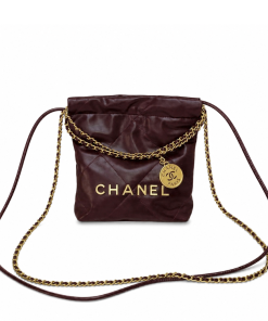 Chanel Shiny Calfskin Quilted Mini Chanel 22 Brown