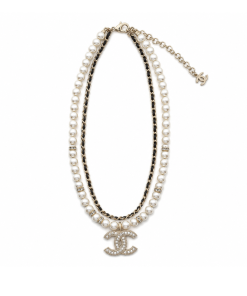 Chanel CC Diamond Pearl Double Layer Necklace