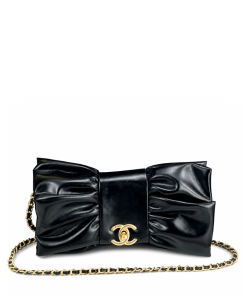Chanel Ribbon Clutch In Black With Gold Hardware