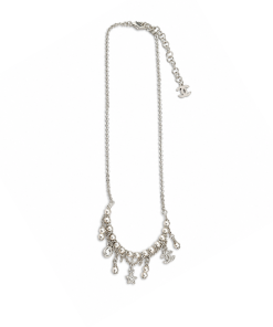 Chanel Crystal Star And Pearl Tassel Necklace In Silver-Tone Metal