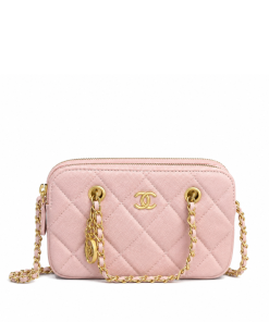 Chanel Wallet On Chain (WOC) Quilted Rosy Caviar Shoulder Bag