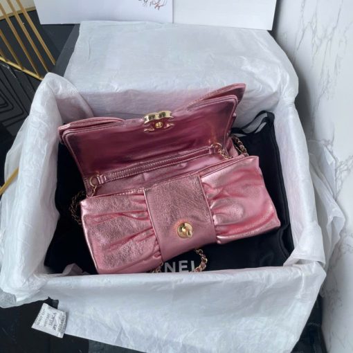 Chanel Metallic Rose 20cm Stylish Bib Bag - Image 3