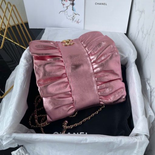 Chanel Metallic Rose 20cm Stylish Bib Bag - Image 4