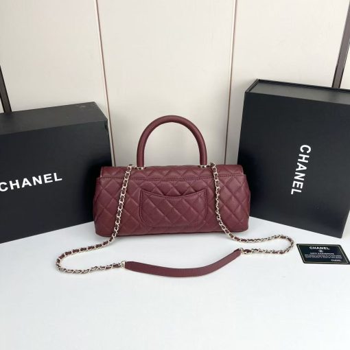 Chanel Caviar Quilted Maxi East West Coco Handle Flap Burgundy - Image 2