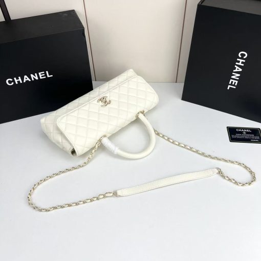 Chanel Caviar Quilted Maxi East West Coco Handle Flap White - Image 6